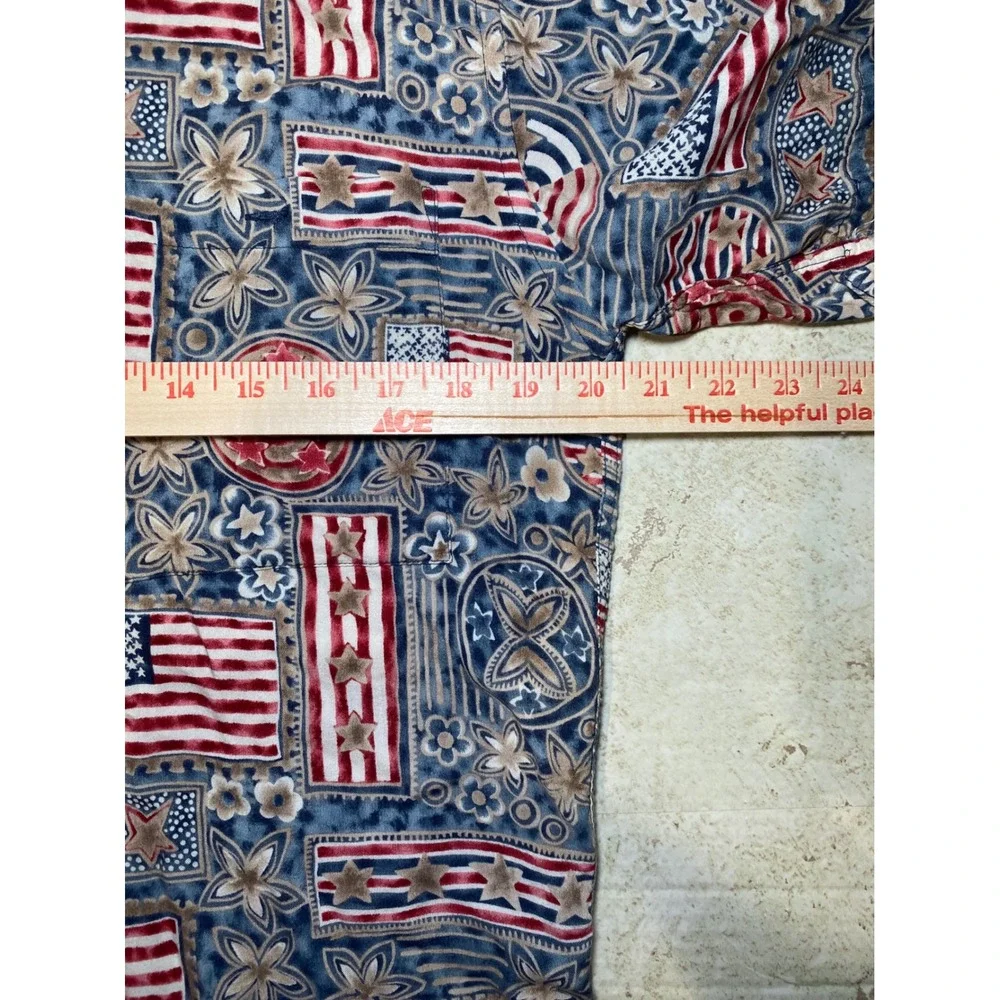 Campia Moda Mens American Flag Rayon Short Sleeve Button Down Shirt Blue‎ Red M